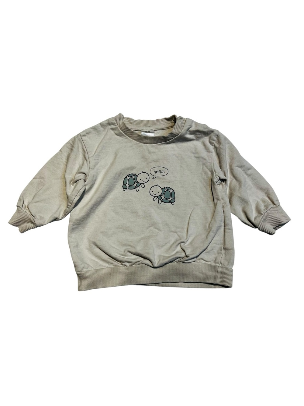H&M Cream‎ Baby’s 3-6M Sweatshirt with Turtle Graphic
